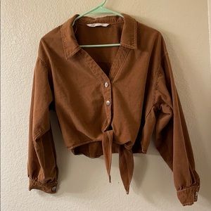 Zara front wrap crop blouse